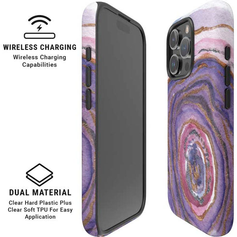 Lilac Watercolor Geode iPhone 16 Pro Magsafe Impact Case